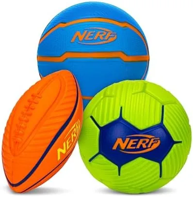 nerf kids mini foam sports ball set soft foam football soccer ball basketball for kids all sport mini set indoor outdoor youth balls perfect toy multi